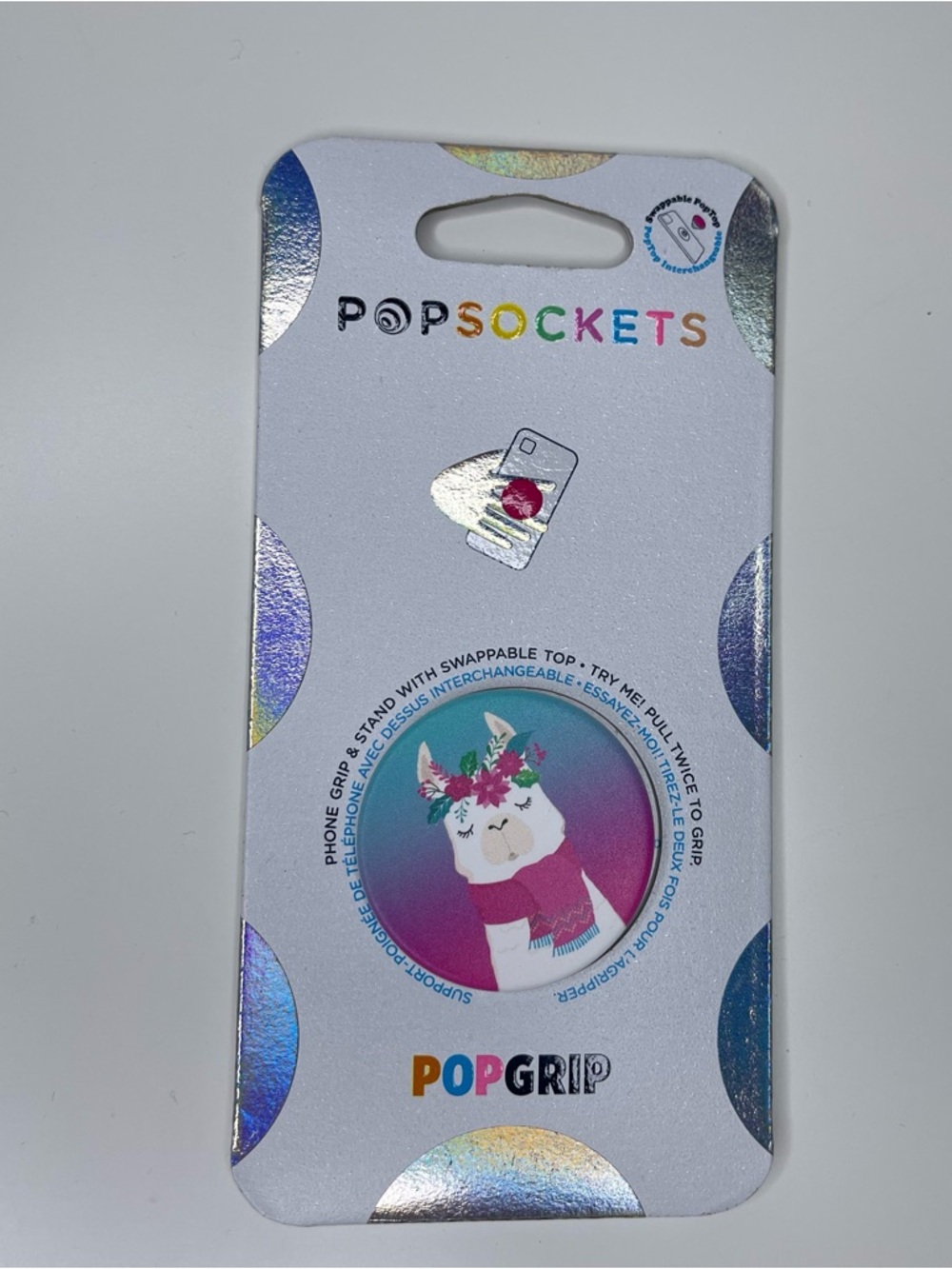 NEW PopSockets Holi Llama Phone Grip & Stand With Swappable Top PopGrip